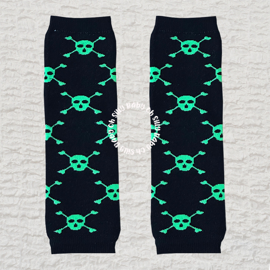 Black and Green Skull Leg Warmer