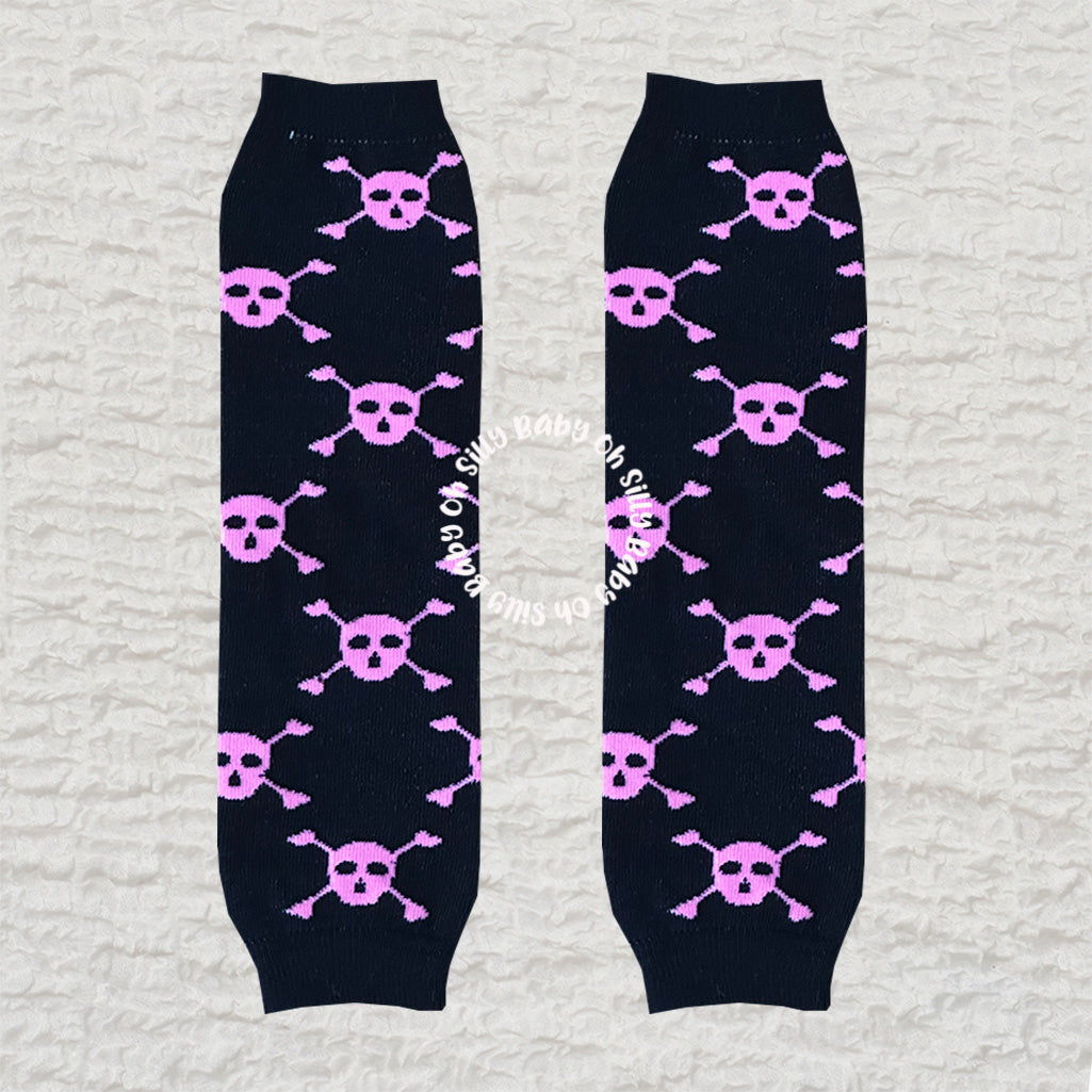 Black and Pink Skull Leg Warmer