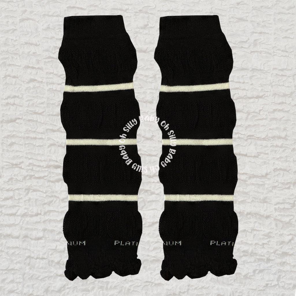 Black and White Knit Leg Warmers