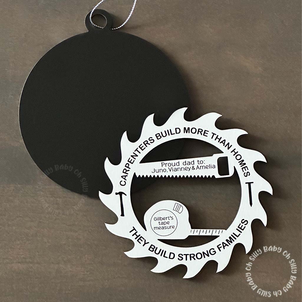 Carpenter Personalized Christmas Ornament 2 Layer View