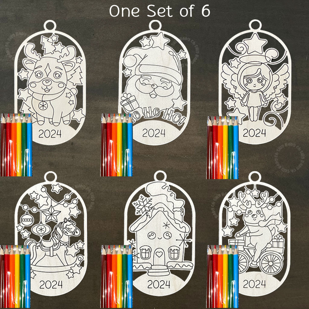 Color Me Christmas Ornaments One Set of 6 Number 1