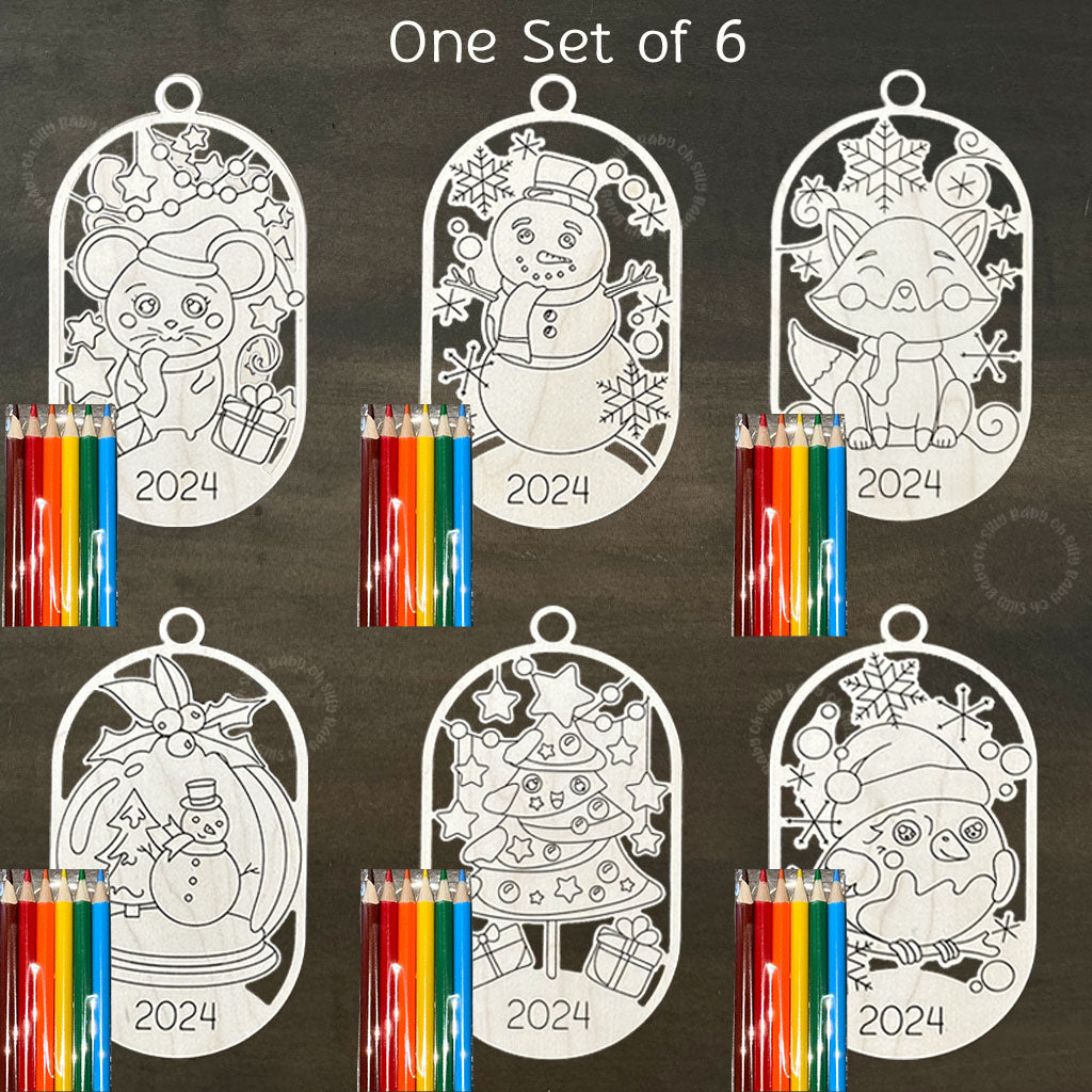 Color Me Christmas Ornaments One Set of 6 Number 2