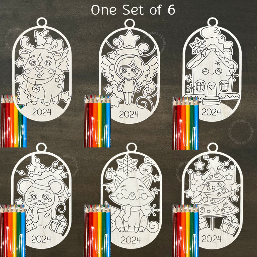 Color Me Christmas Ornaments One Set of 6 Number 3