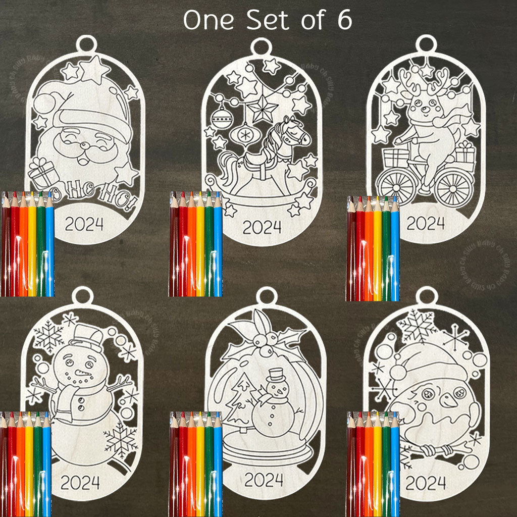 Color Me Christmas Ornaments One Set of 6 Number 4