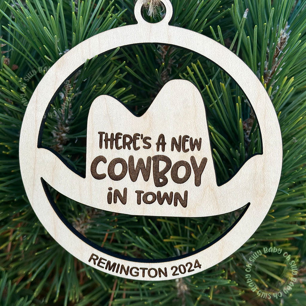 Cowboy Hat Personalized First Christmas Ornament