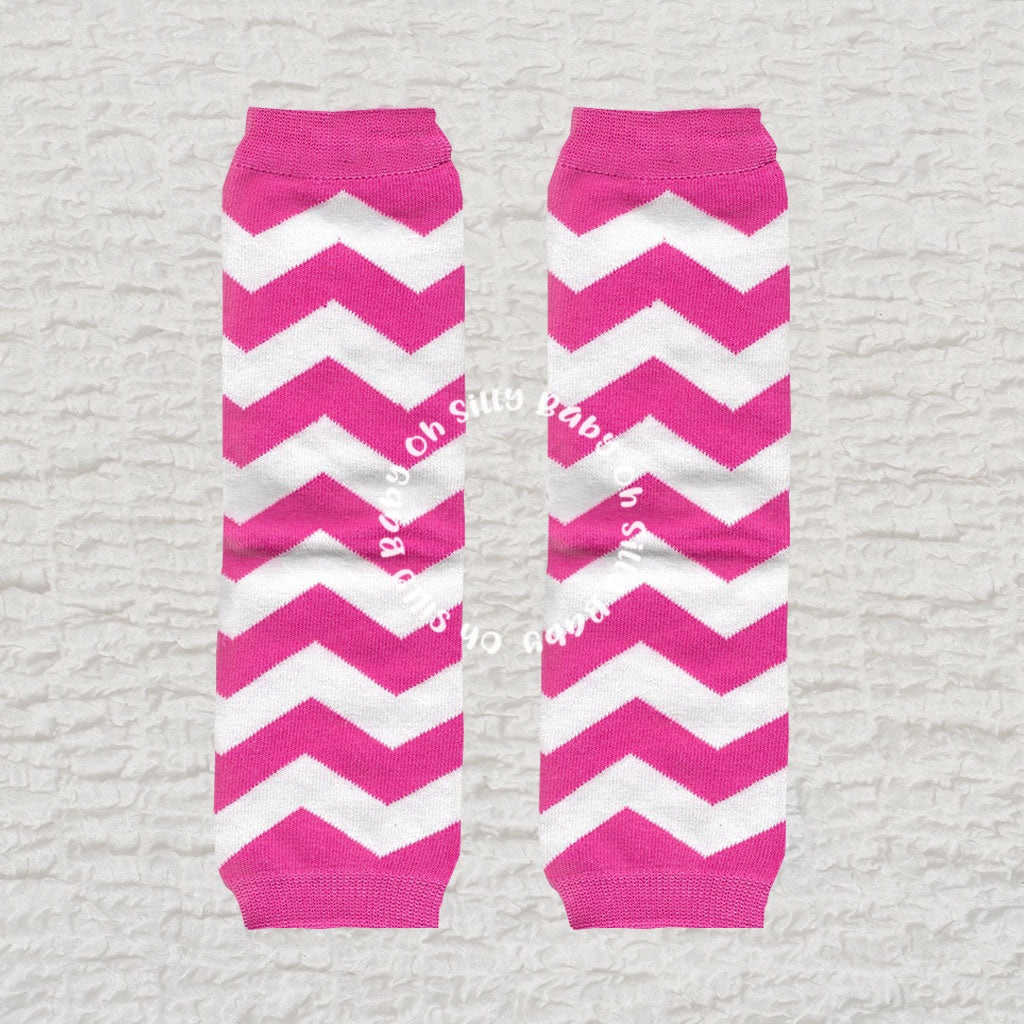 Hot Pink and White Chevron Leg Warmer