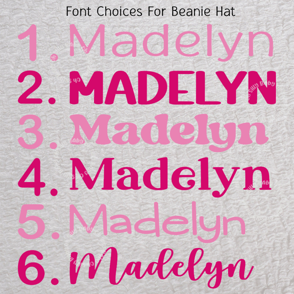Personalized Name Girl Beanie Fonts