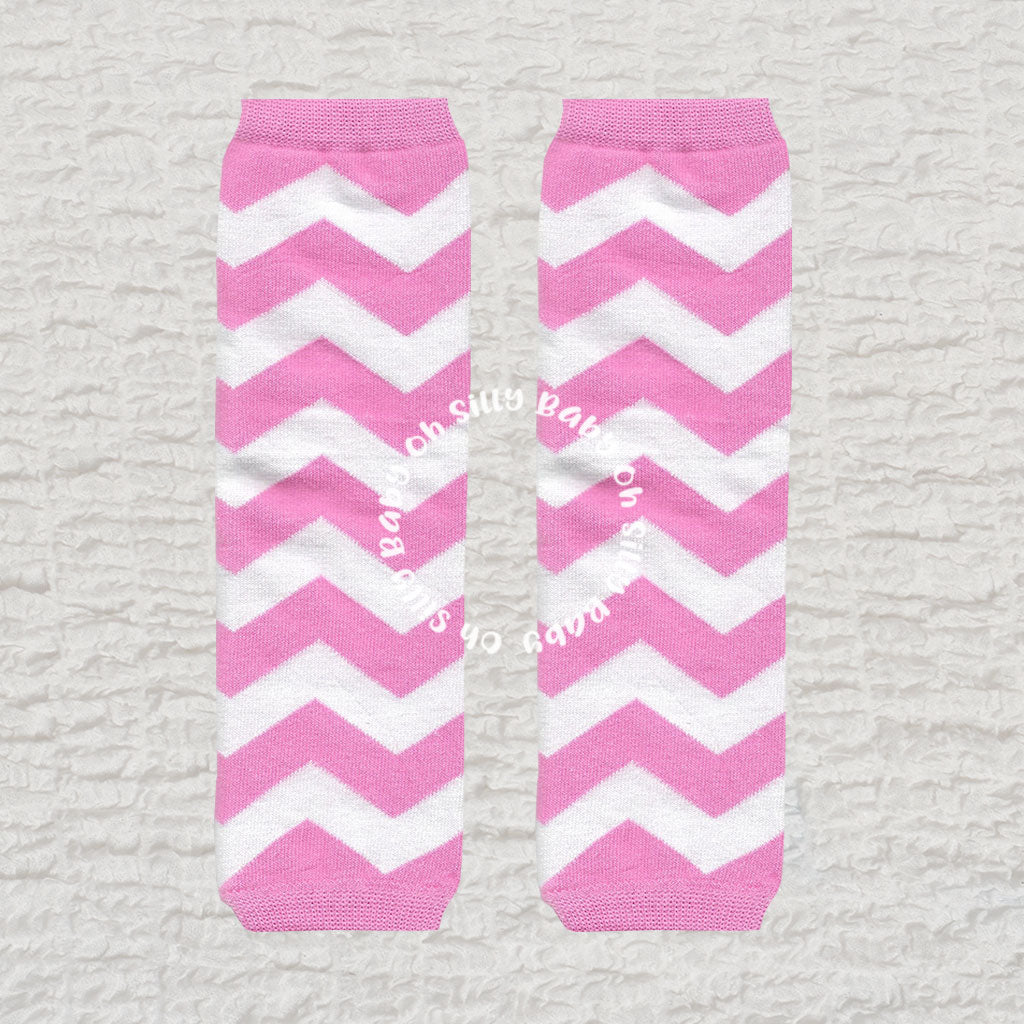 Light Pink and White Chevron Leg Warmer