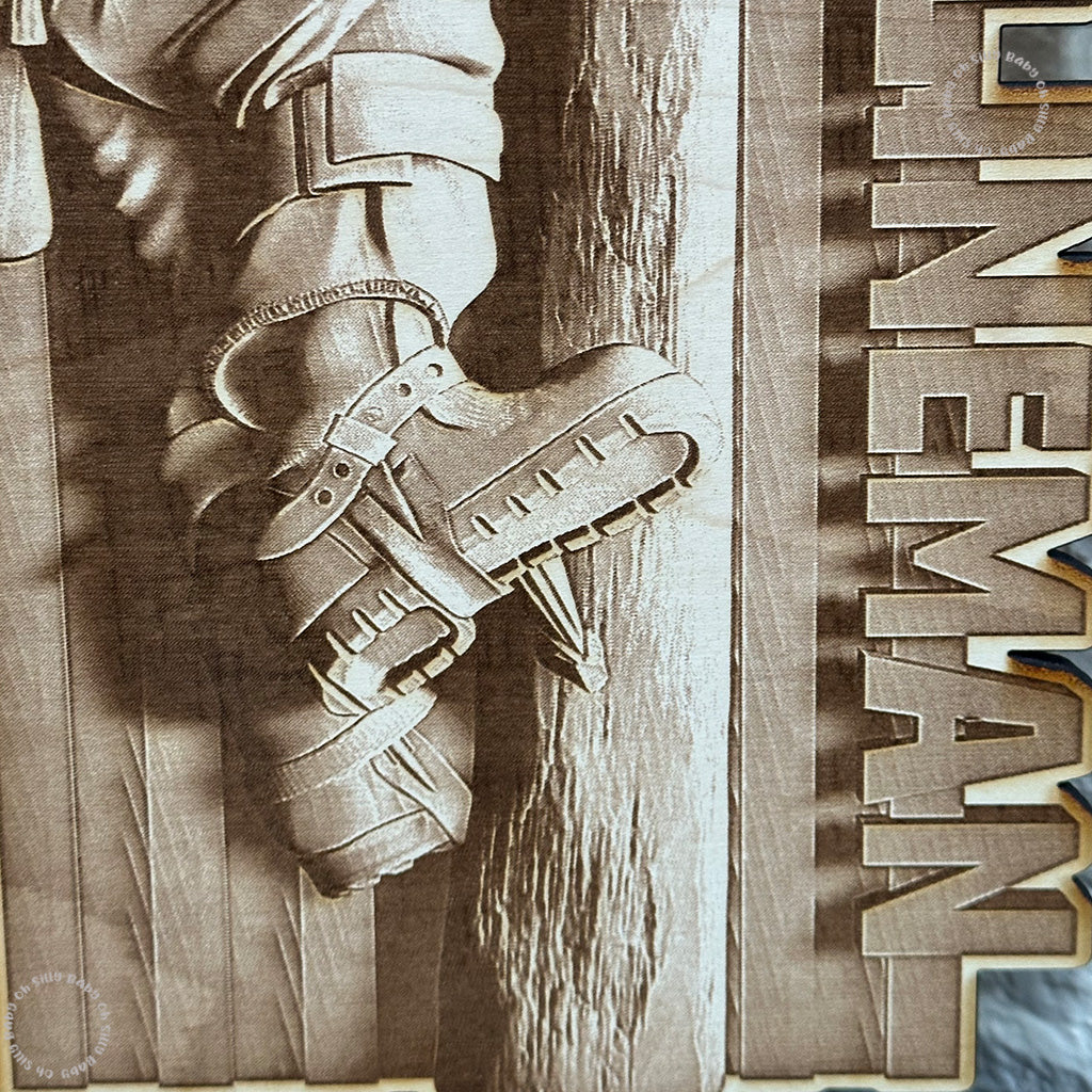 Bottom Close Up Lineman Wood Sign