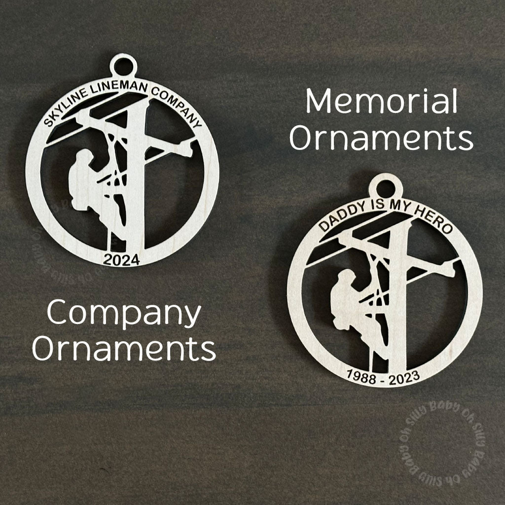 Lineman Personalized Name Christmas Ornaments Company and Memorial