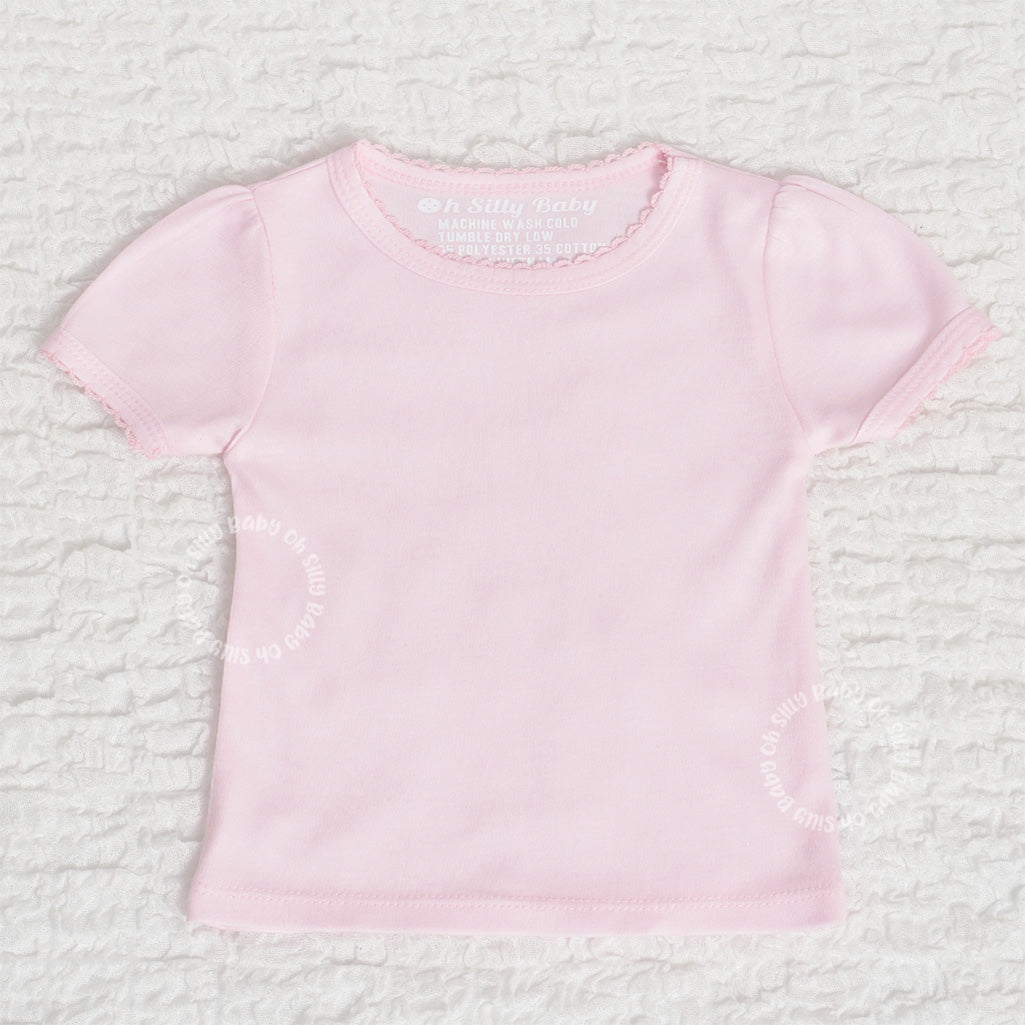 Scallop Trim Pink Tee