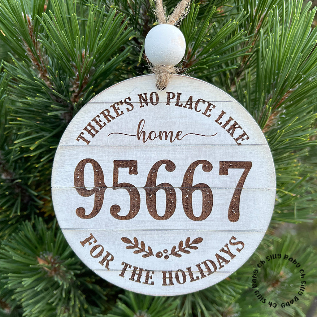 Shiplap Personalized Zip Code Christmas Ornament