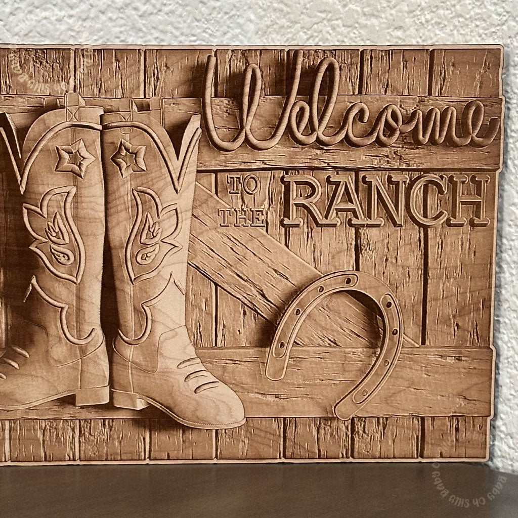 Welcome To The Ranch 3D Illusion Wood Sign Right Side