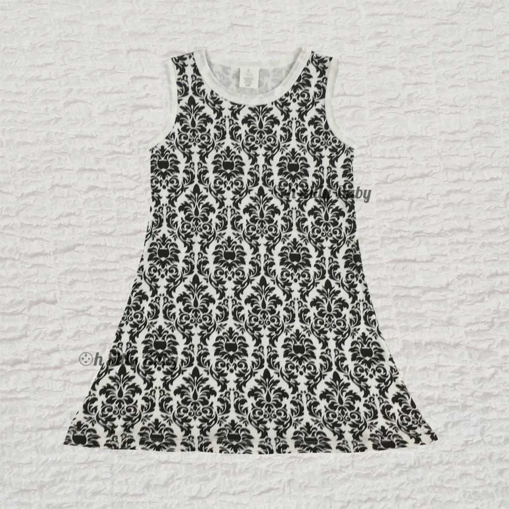 Black Damask Print Dress