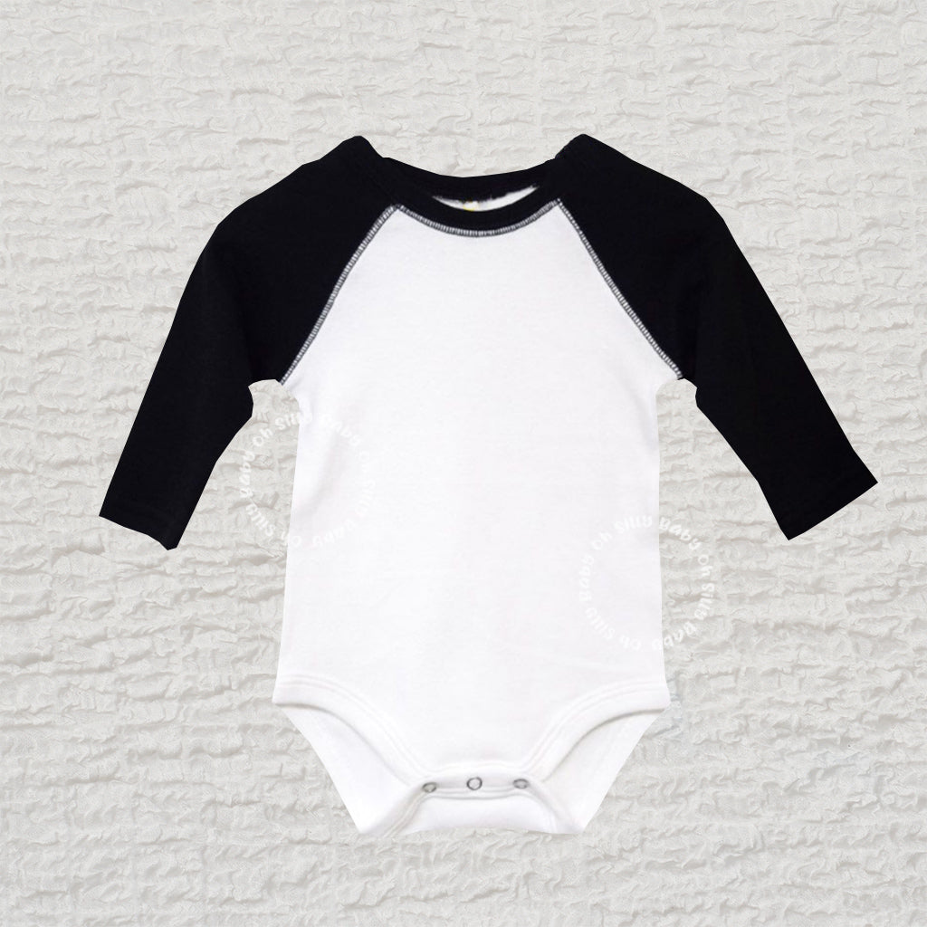 Raglan Long Sleeve White Black Bodysuit