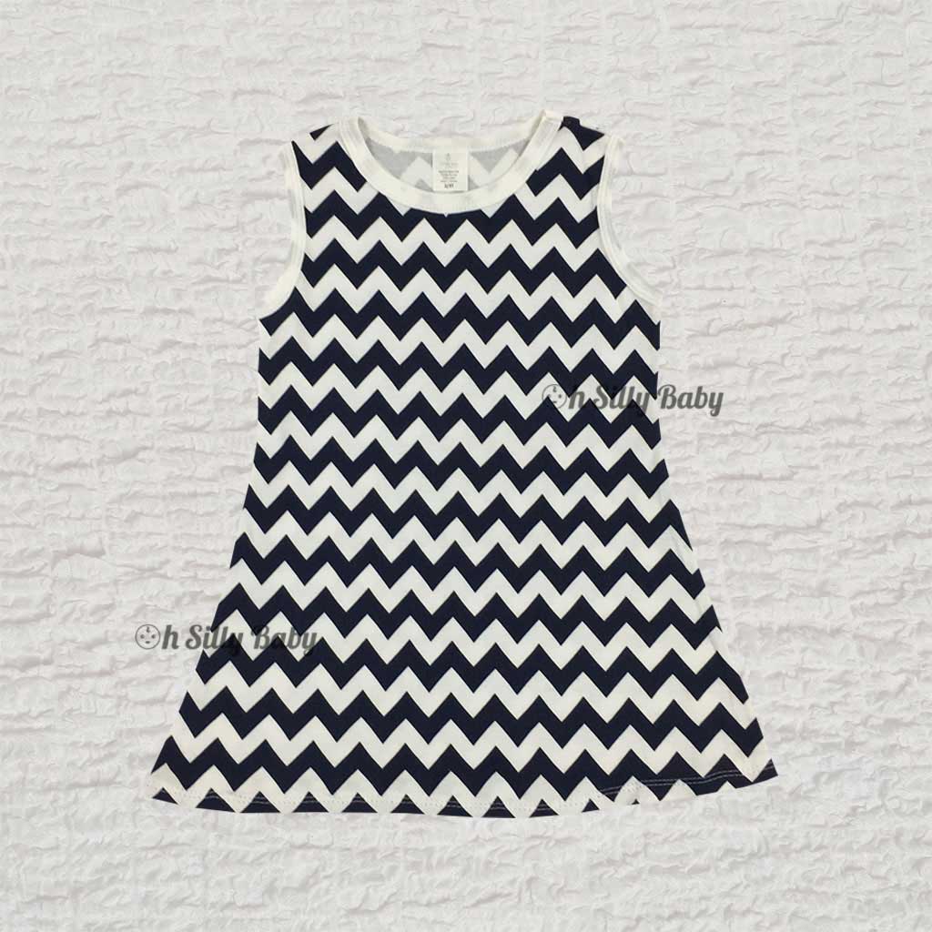 Blue and White Chevron Dress 0-12 Months