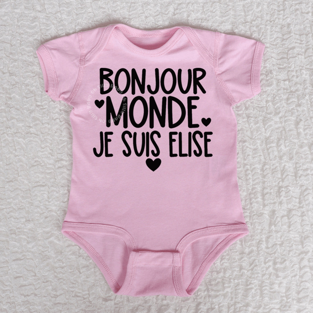 Bonjour Monde Short Sleeve Pink Bodysuit