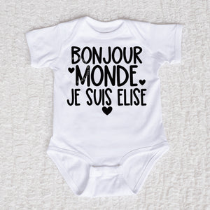 Bonjour Monde Short Sleeve White Bodysuit