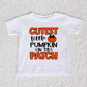 Cutest Little Pumpkin Short Sleeve White Shirt