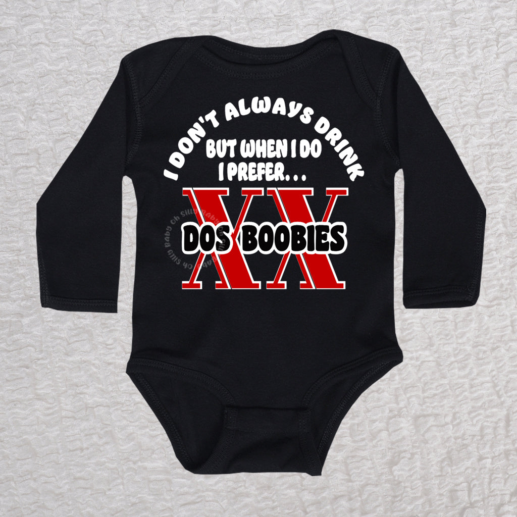 Dos Boobies Long Sleeve Black Bodysuit