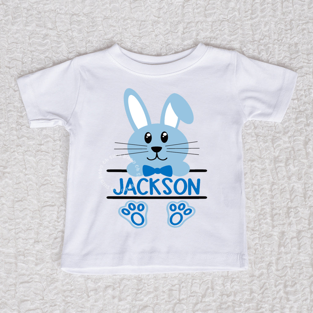 Easter Bunny Personalized Boy Short Sleeve White Shirt