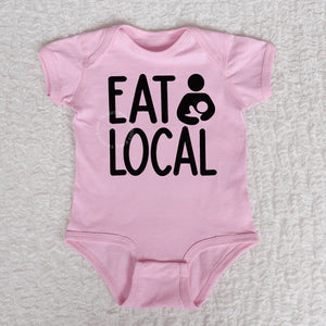 Eat Local Short Sleeve Pink Bodysuit