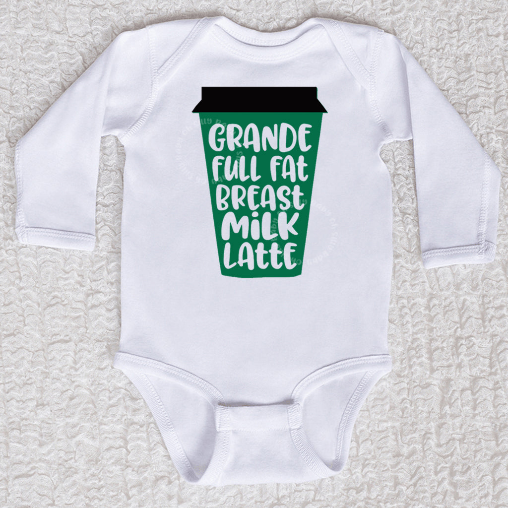 Grande Full Fat Breast Milk Latte Long Sleeve White Bodysuit