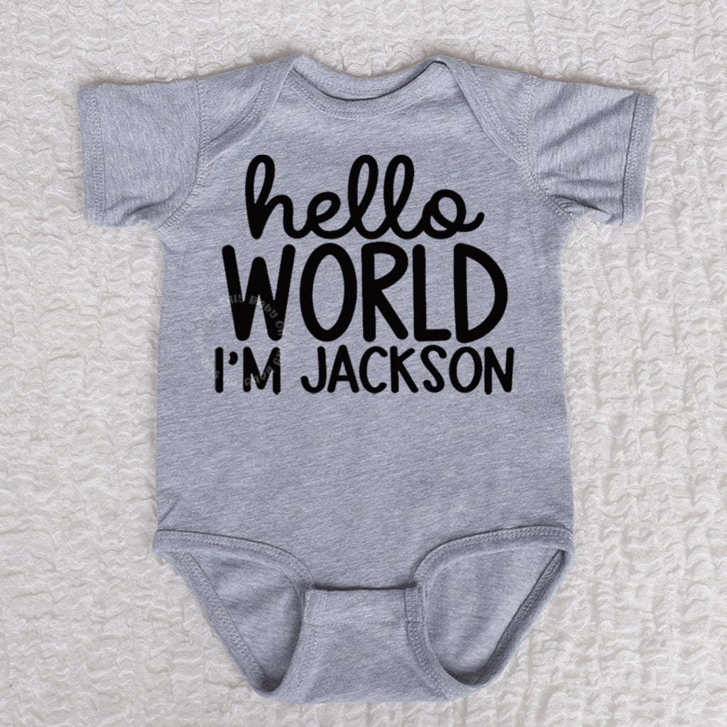 Hello World Boy Short Sleeve Heather Bodysuit