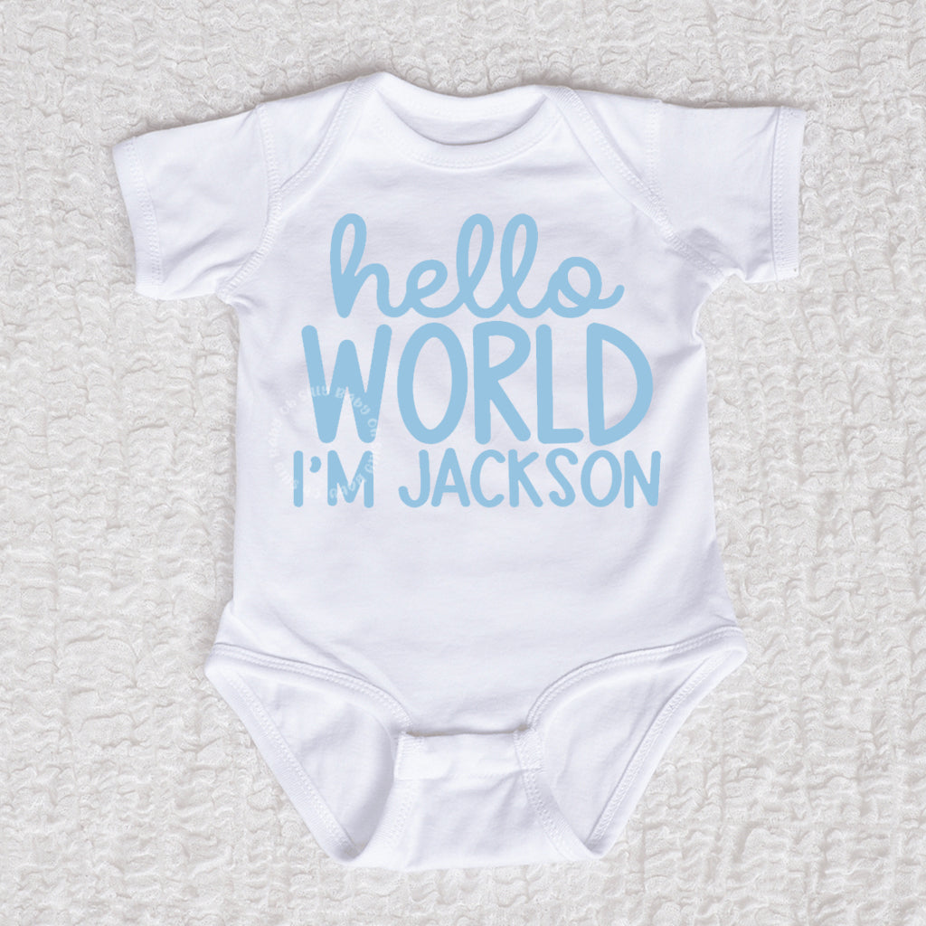 Hello World Boy Short Sleeve White Bodysuit