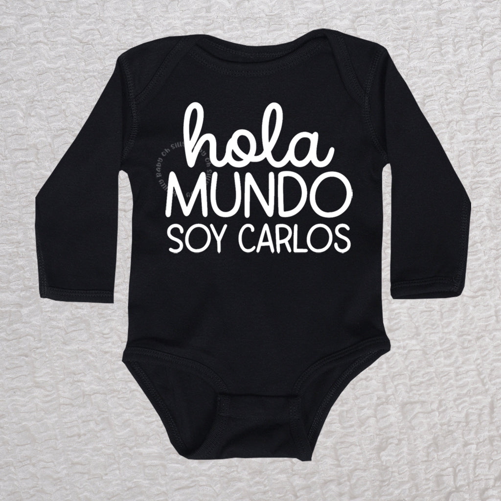 Hola Mundo Long Sleeve Black Bodysuit