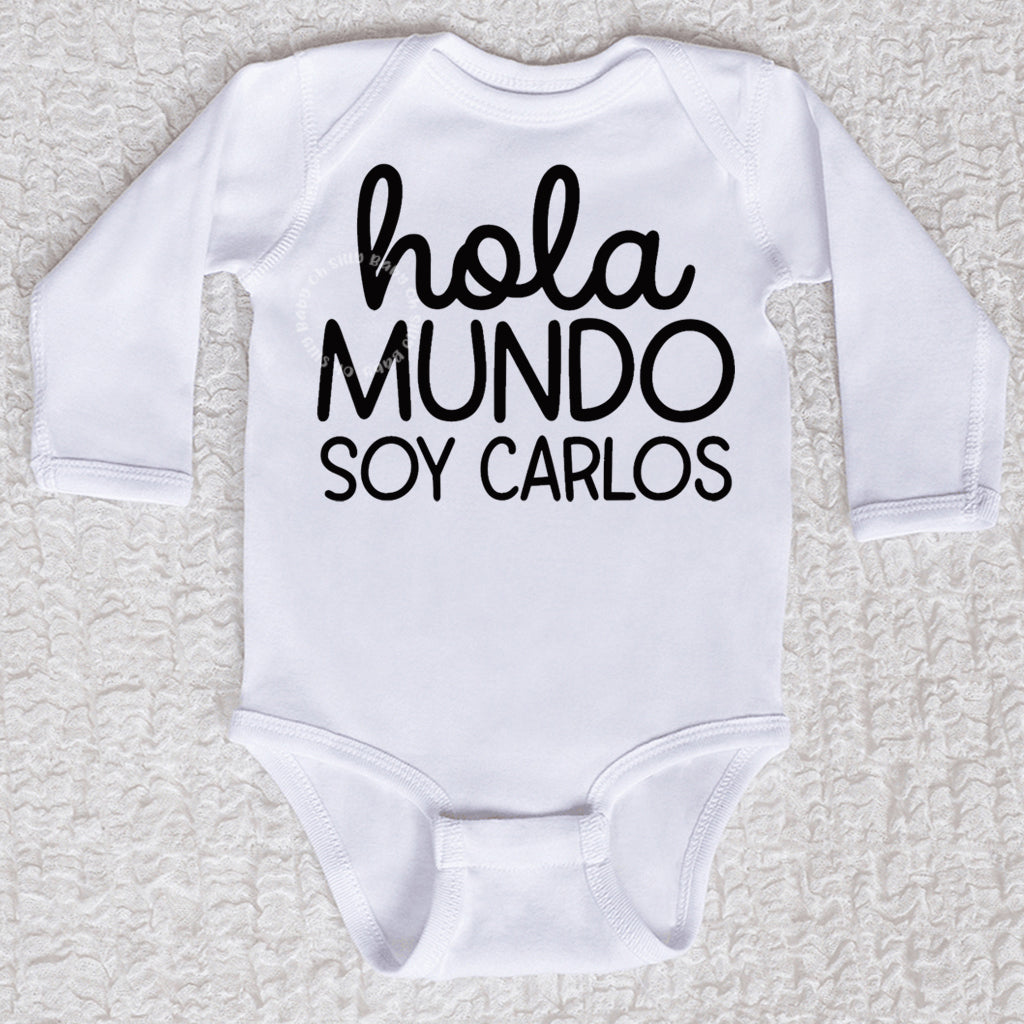 Hola Mundo Long Sleeve White Bodysuit