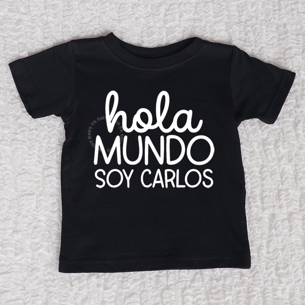 Hola Mundo Crew Neck Black Shirt