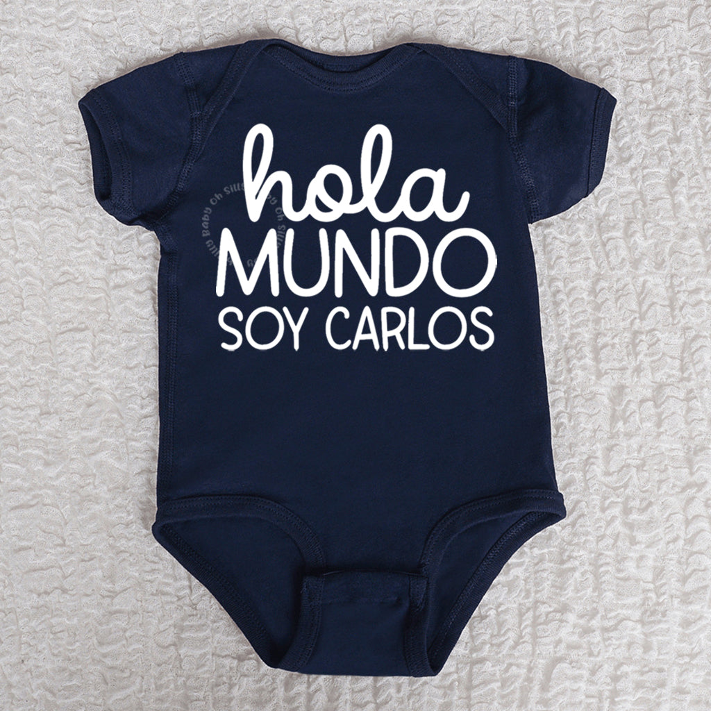 Hola Mundo Short Sleeve Navy Bodysuit