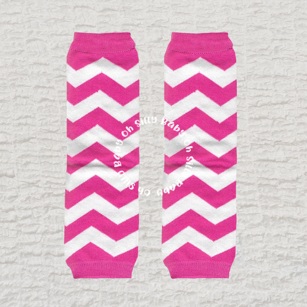 Hot Pink and White Chevron Baby Leg Warmers