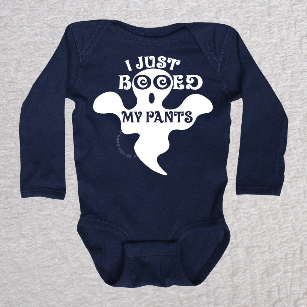I Just Booed My Pants Long Sleeve Navy Bodysuit
