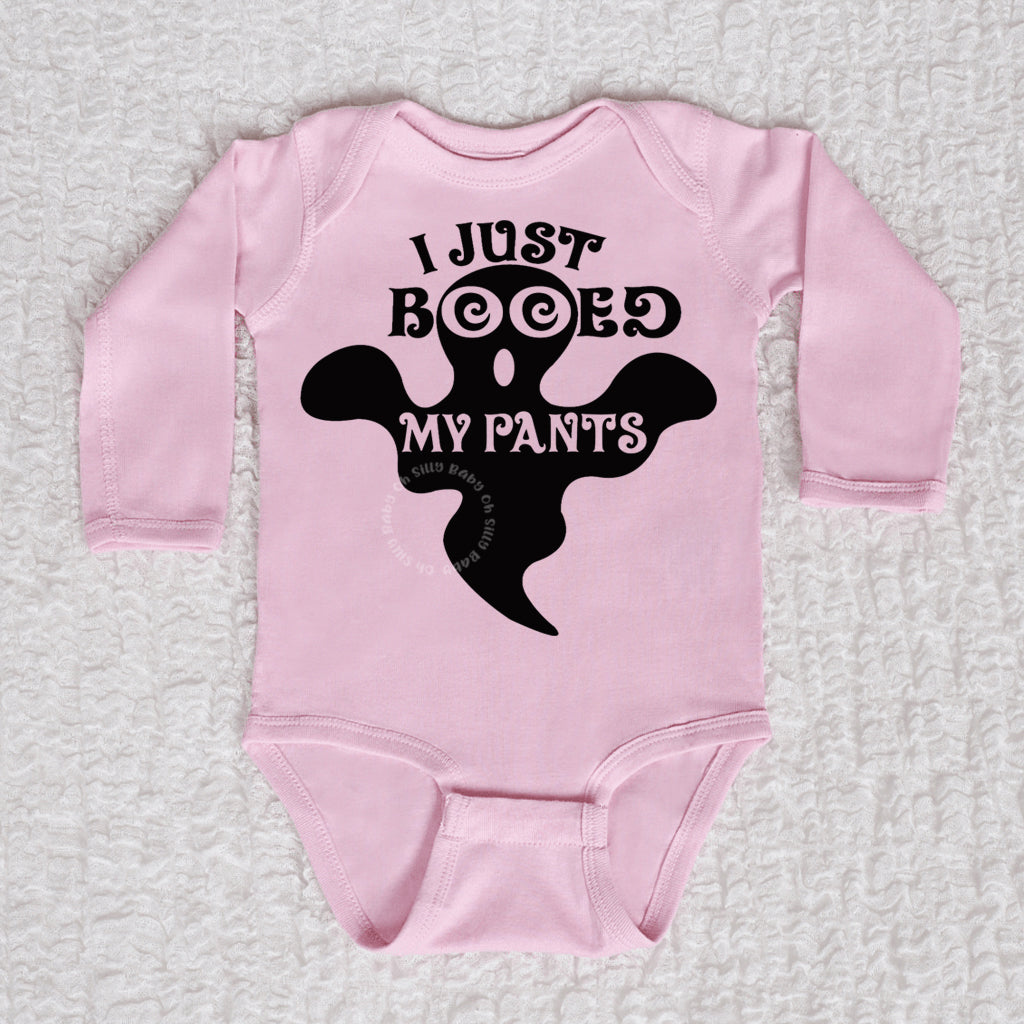 I Just Booed My Pants Long Sleeve Pink Bodysuit