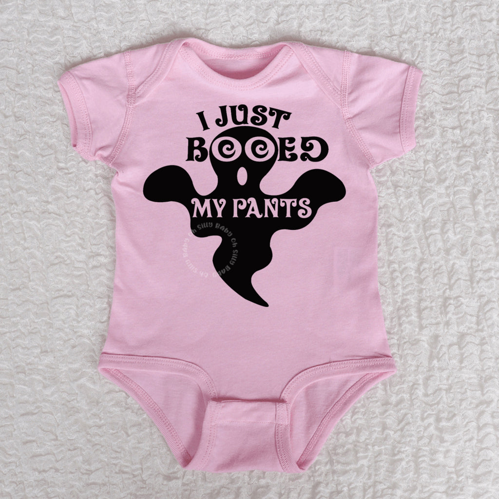 I Just Booed My Pants Short Sleeve Pink Bodysuit