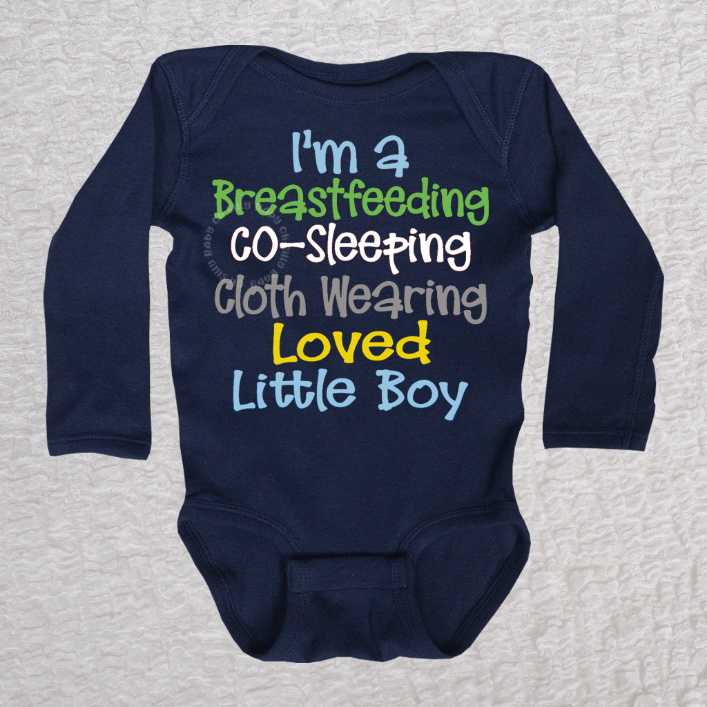 Breastfeeding Boy Long Sleeve Navy Bodysuit