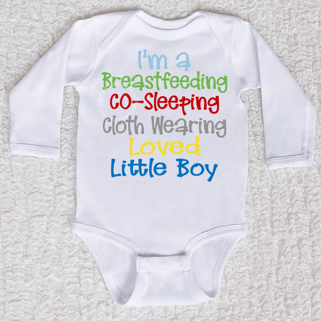 Breastfeeding Boy Long Sleeve White Bodysuit