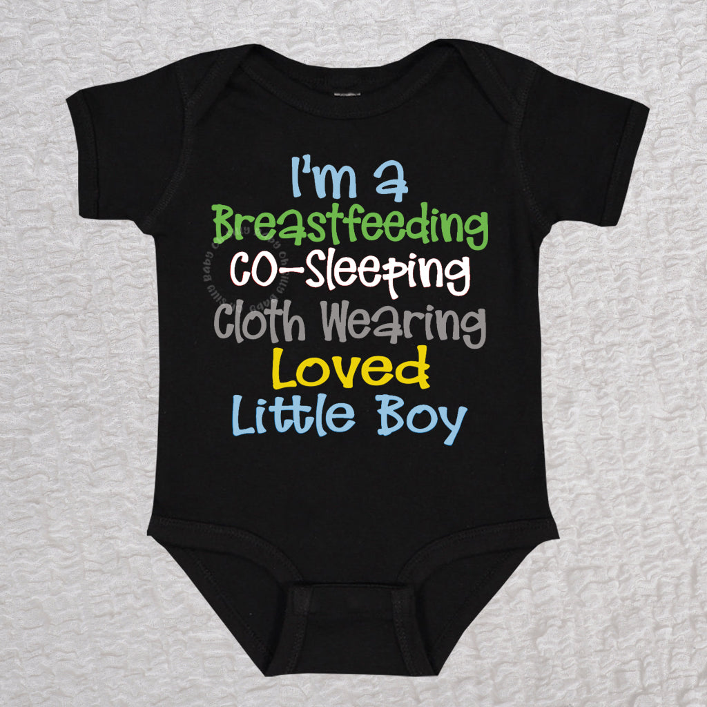Breastfeeding Boy Short Sleeve Black Bodysuit