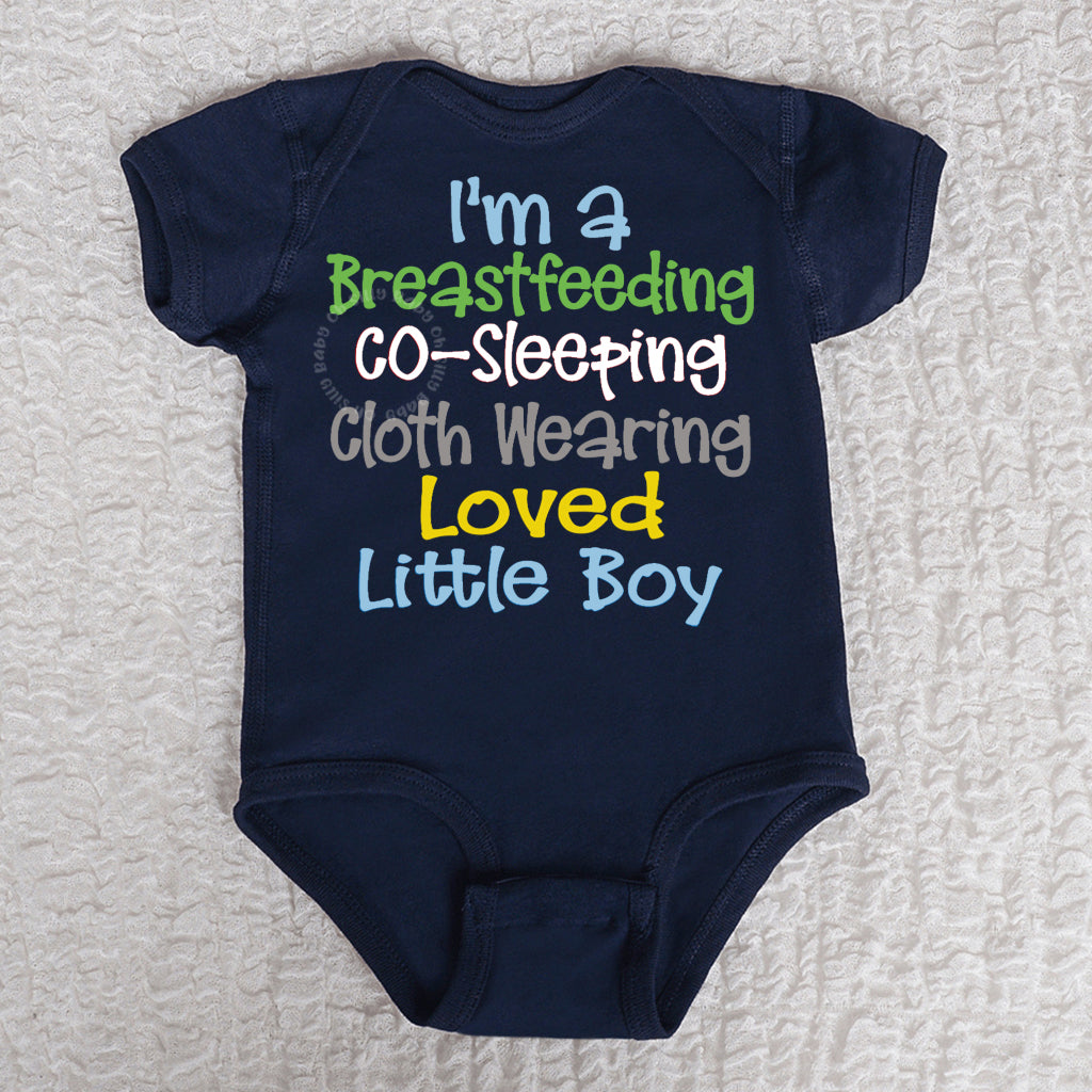 Breastfeeding Boy Short Sleeve Navy Bodysuit
