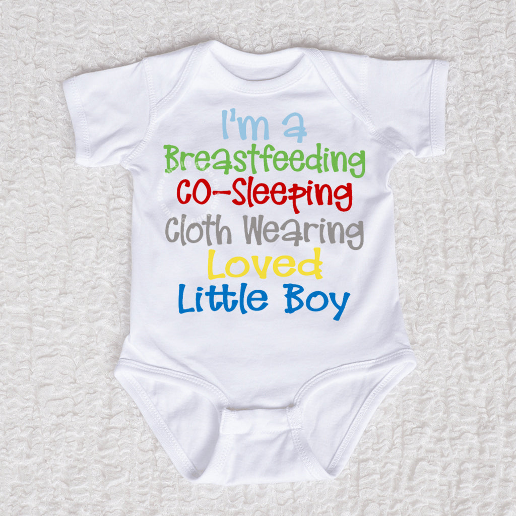 Breastfeeding Boy Short Sleeve White Bodysuit