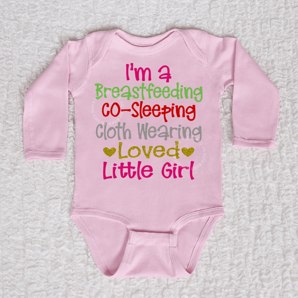 Breastfeeding Girl Long Sleeve Pink Bodysuit