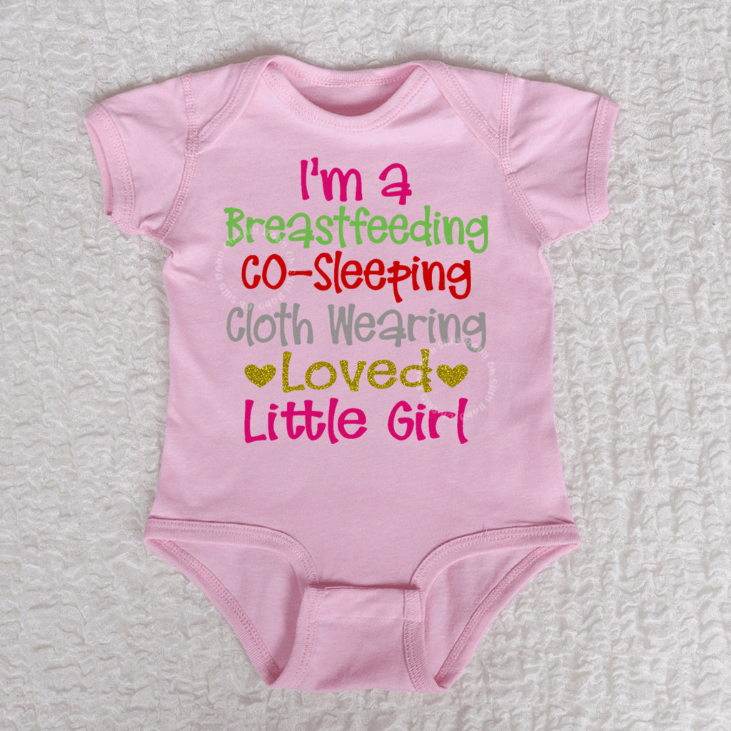 Breastfeeding Girl Short Sleeve Pink Bodysuit