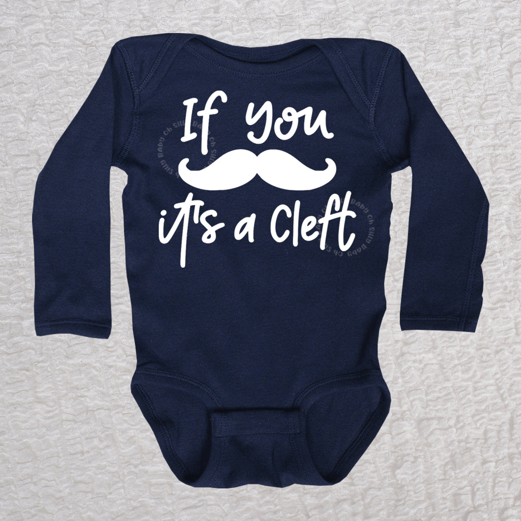 Its A Cleft Long Sleeve Navy Bodysuit