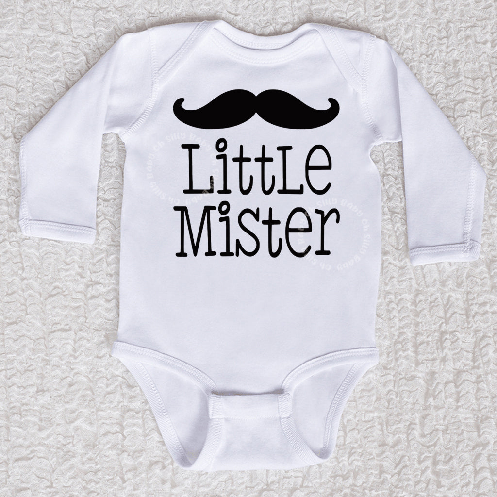Little Mister Long Sleeve White Bodysuit