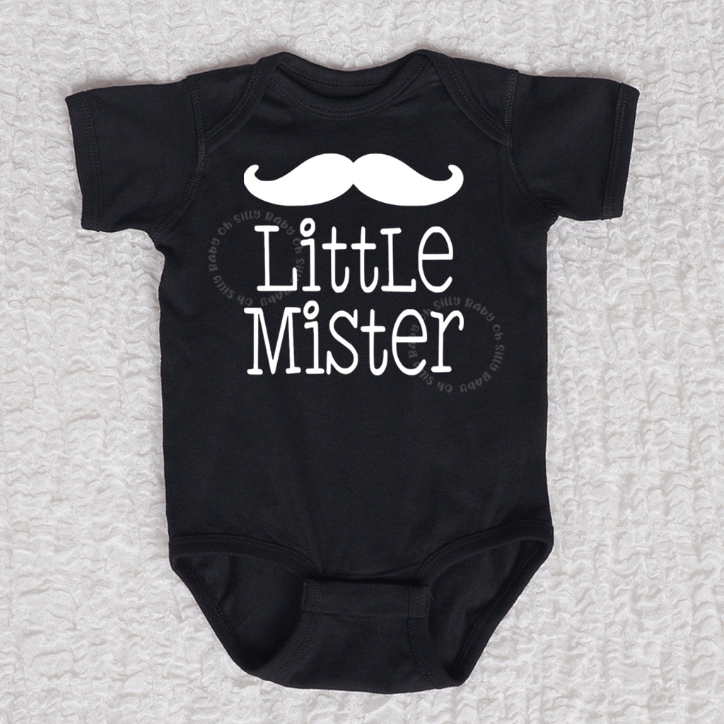 Little Mister Short Sleeve Black Bodysuit