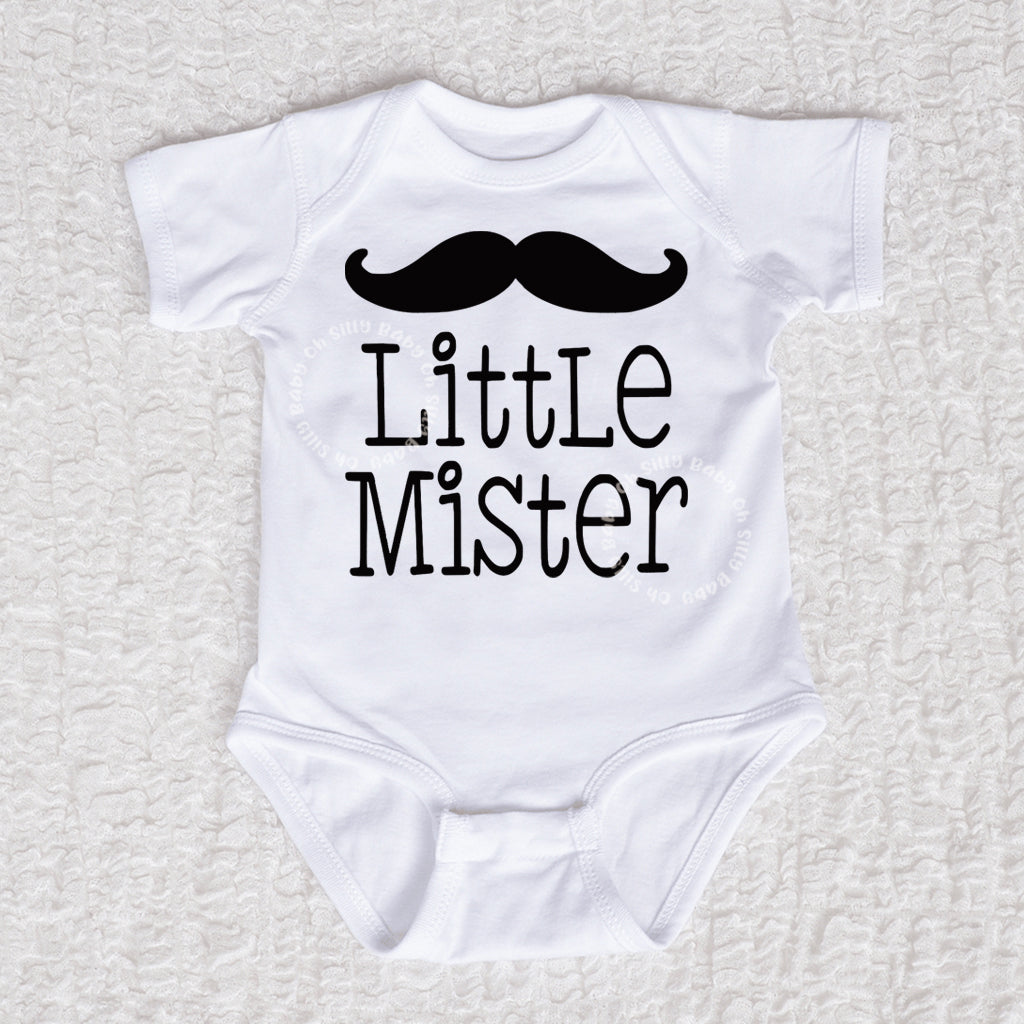 Little Mister Short Sleeve White Bodysuit