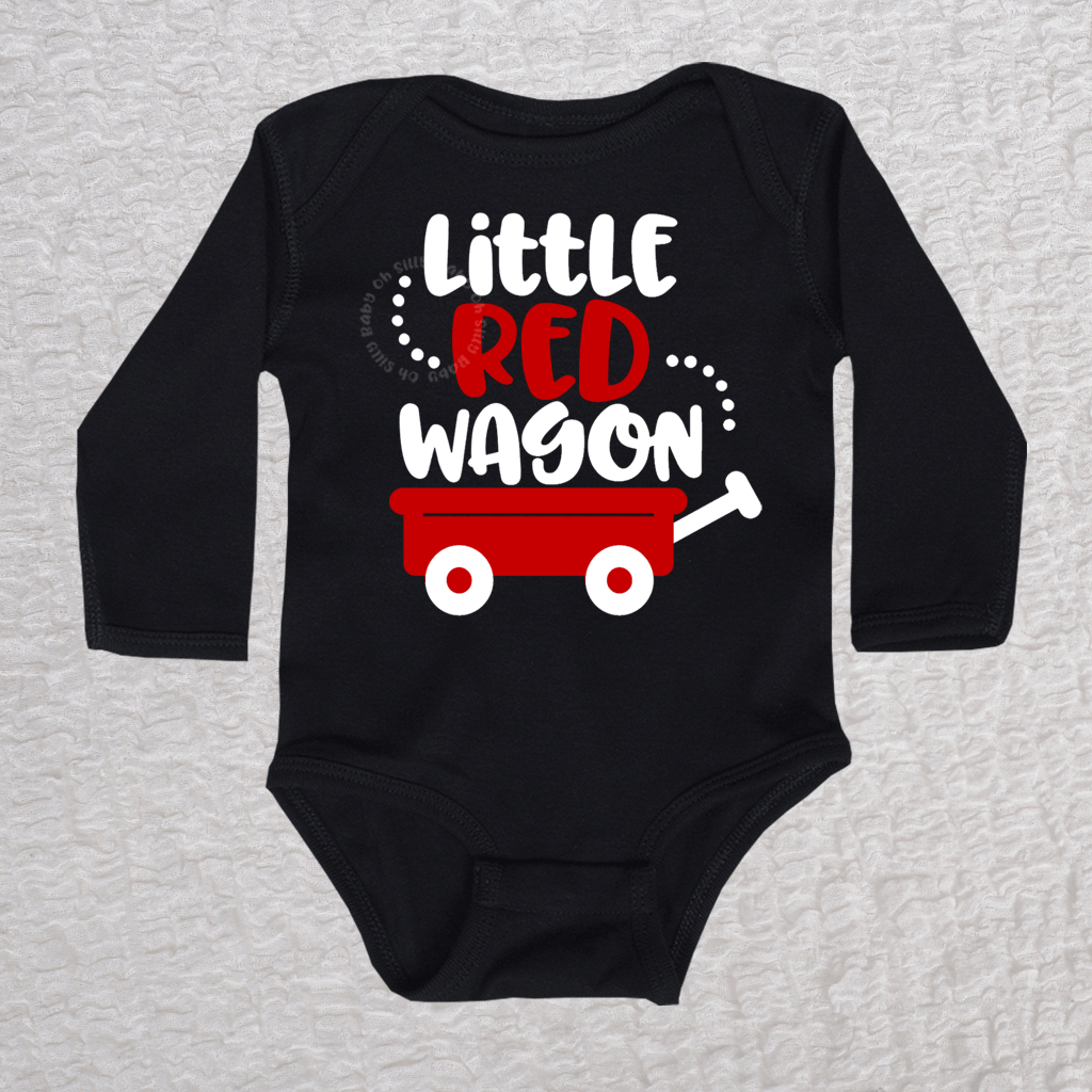 Little Red Wagon Long Sleeve Black Bodysuit