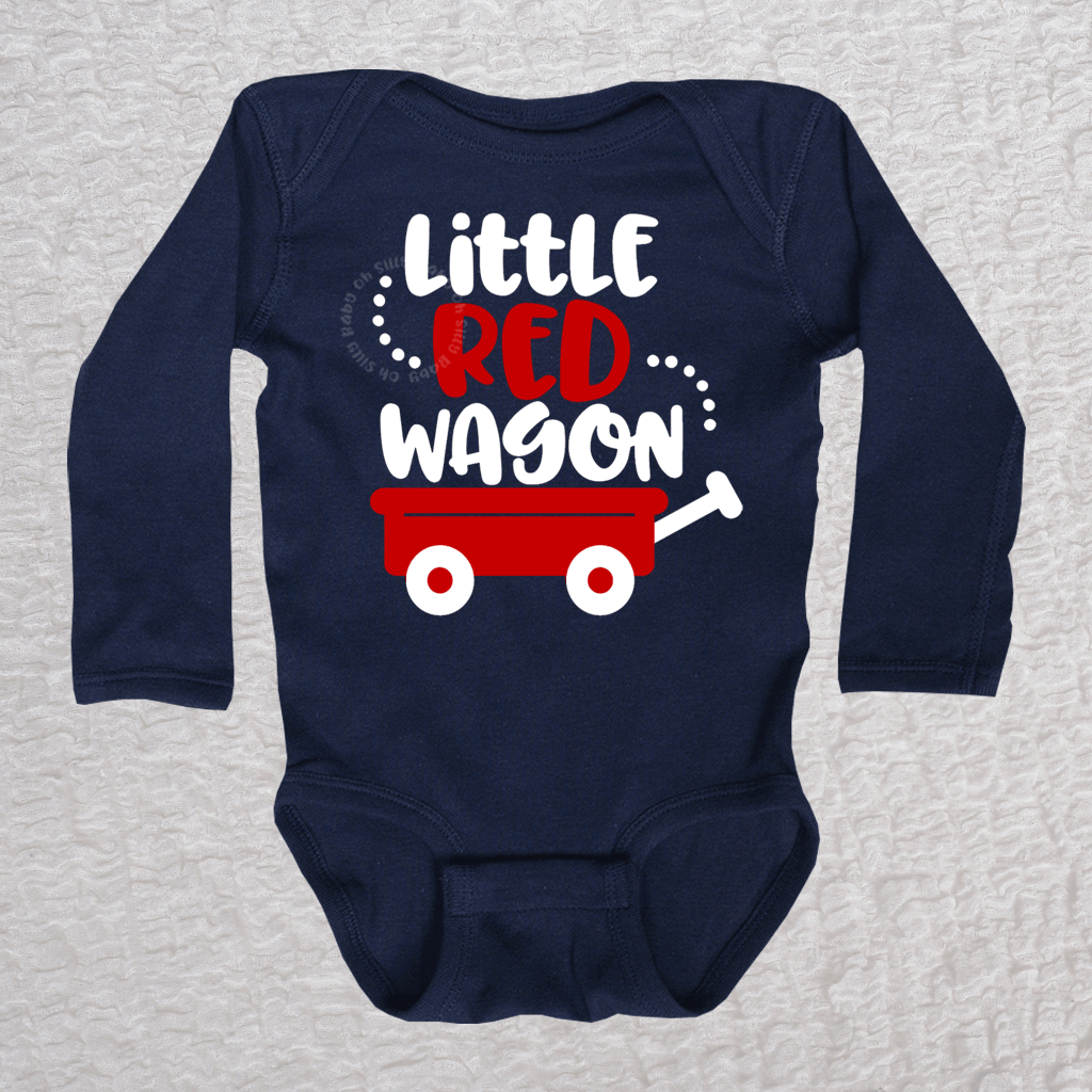 Little Red Wagon Long Sleeve Navy Bodysuit